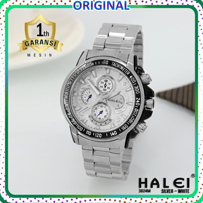 Jam tangan pria original HALEI 3042 rantai tahan air