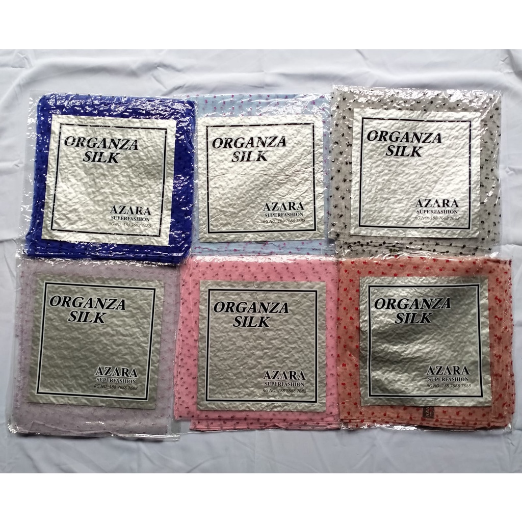 HIJAB ORGANZA SILK SEGIEMPAT BY AZARA SUPERFASHION MA 5063 KERUDUNG MATT ORGANZA PESTA 110 X 110 LARIS