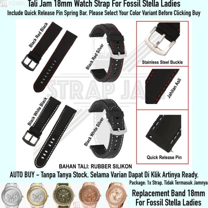 Llk Strap Fossil Stella Ladies - Tali Jam Tangan 18Mm Rubber Tebal