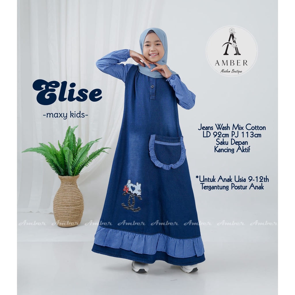 Elise Kids Gamis anak mewah - Gamis anak premium - Baju anak lebaran -  gamis anak terbaru umur 7-14