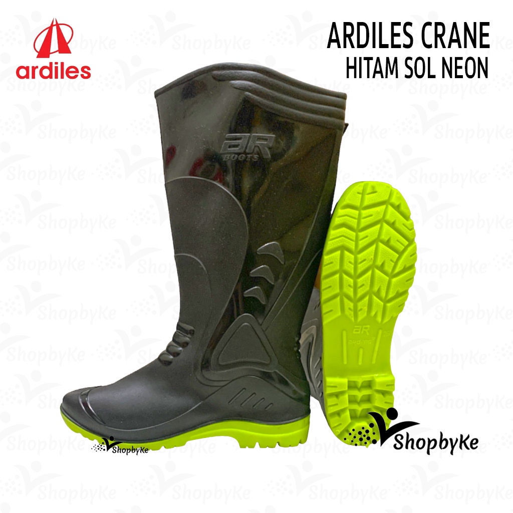 Sepatu Boots Karet Tinggi ARDILES CRANE HITAM NEON / Sepatu Boots Karet Pria / Sepatu Boots Tinggi / Sepatu Boots Terlaris / Sepatu Boots Termurah / COD Bayar di Tempat