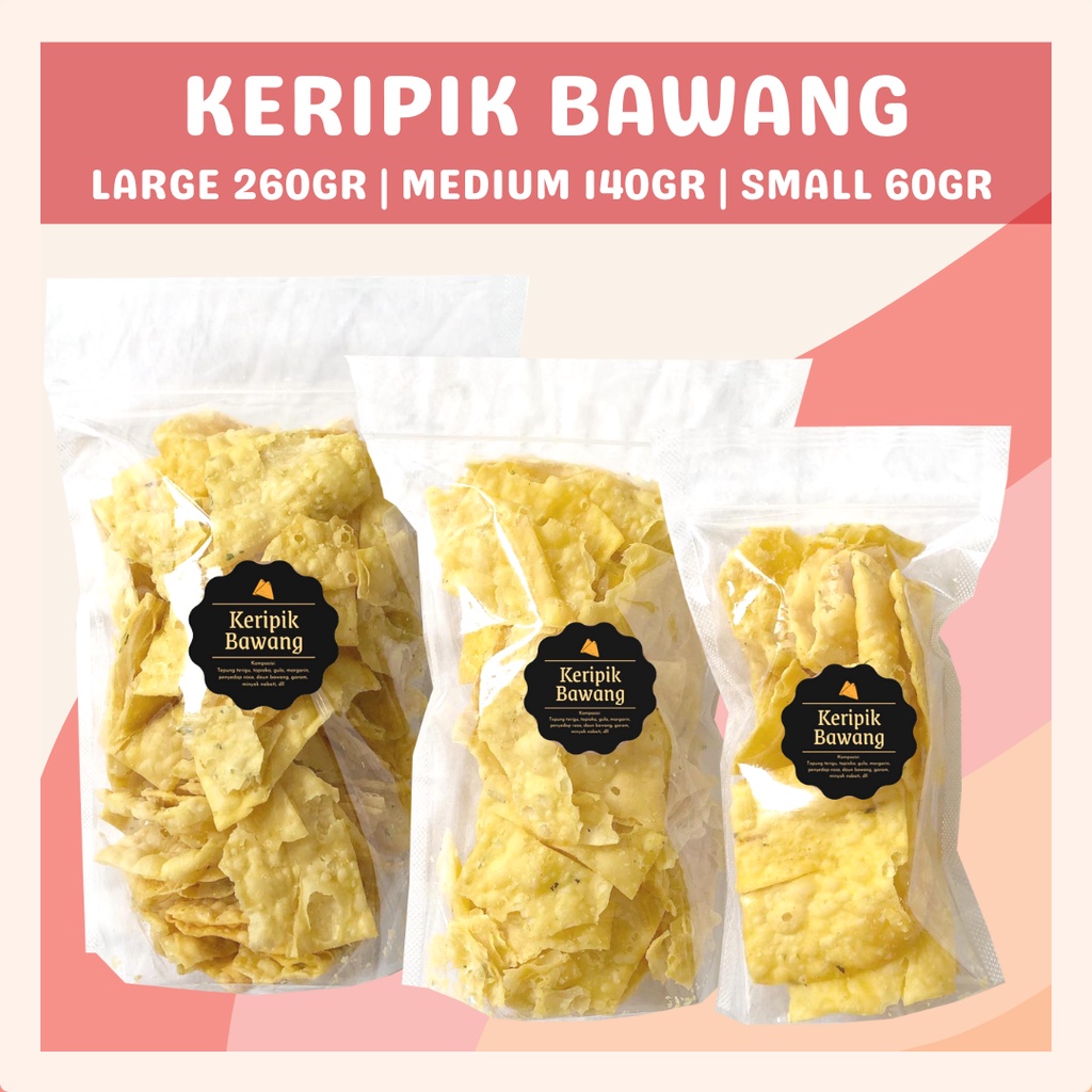 [DELISH SNACKS] Keripik Bawang (M) 140gr / Snack Cemilan Asin Gurih / Camilan Kripik Pangsit