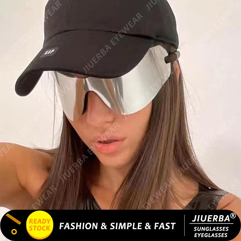 Jual Medan Mode Barat Y2k Babes Kacamata Hitam Futuristik Tech Perak 