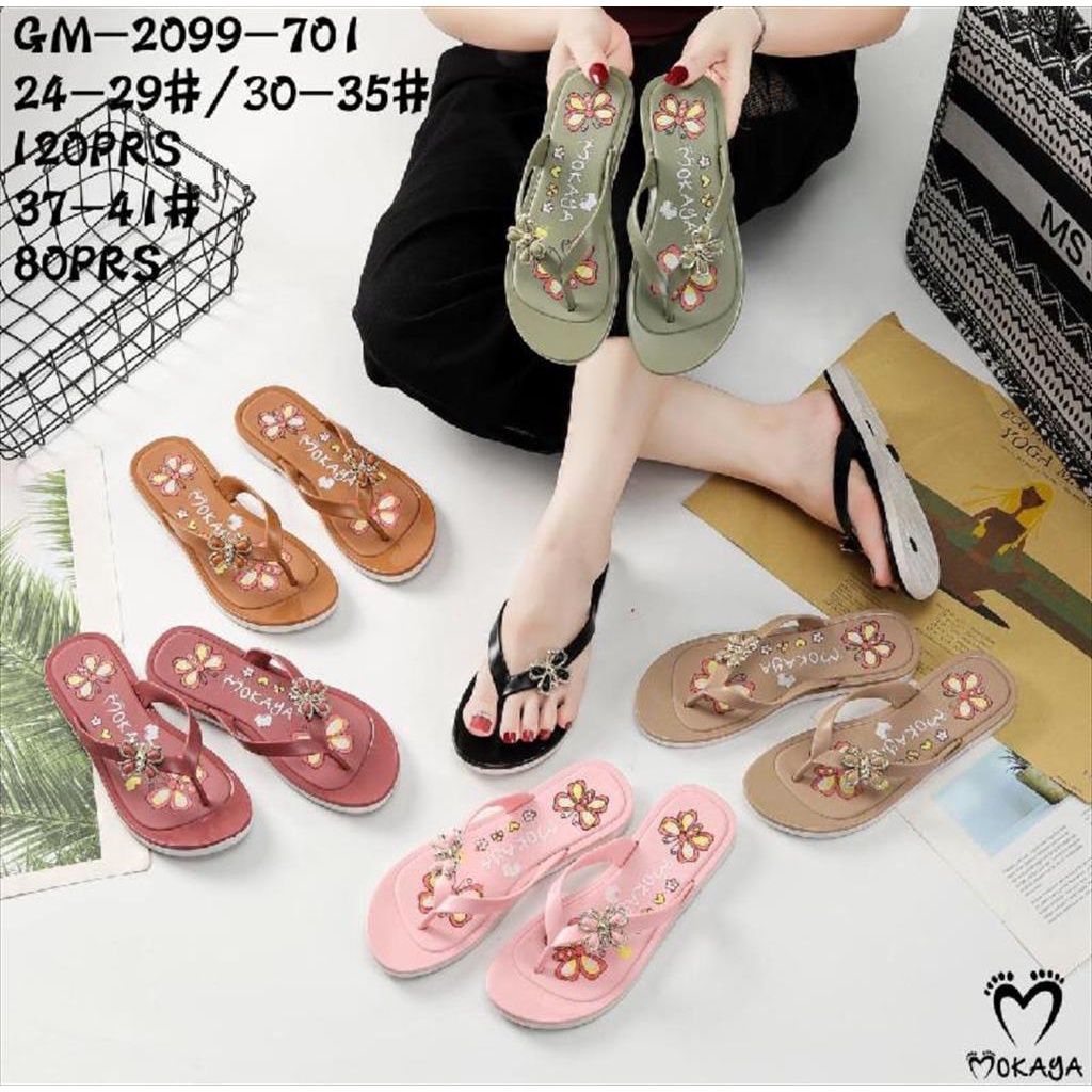 Sandal Jepit Jelly Wanita Motif Butterfly Super Pretty Kekinian Import Mokaya / Size 37-41 (GM-2099-701)