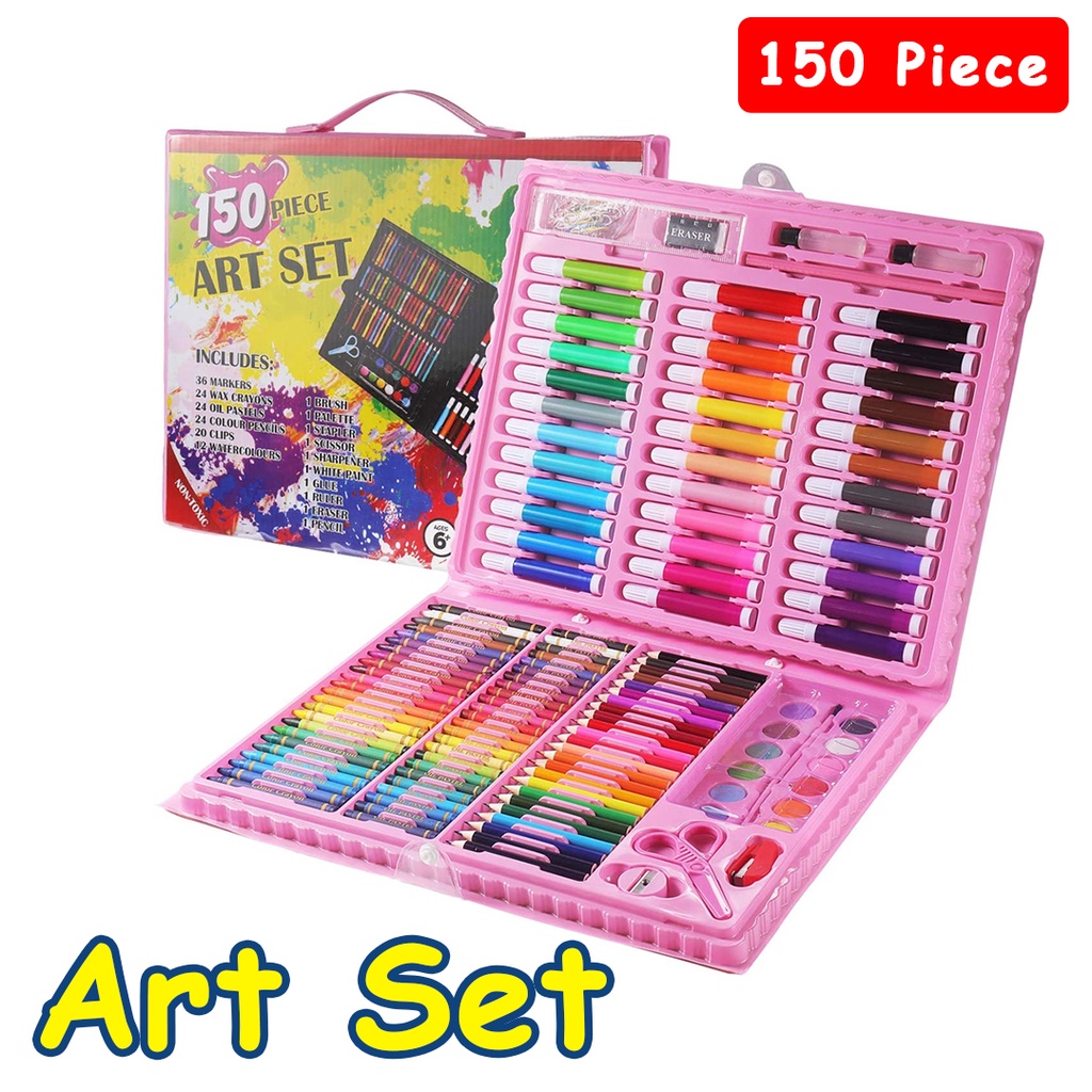 Alat Gambar Crayon Super Mega Art Set Pensil Warna Cat Air 208 &amp; 150