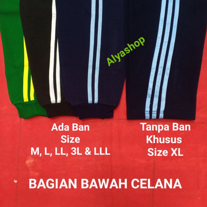 Celana Training Olahraga | Hitam List Putih | Biru Benhur List Putih | Biru BCA List Putih | dan Merah Cabe List Putih I TROSER