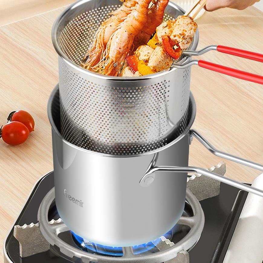 Depan [READY STOCK] freemir 3 in 1 Mini Deep Fryer Panci Penggorengan Kentang Saringan Minyak dan Ca