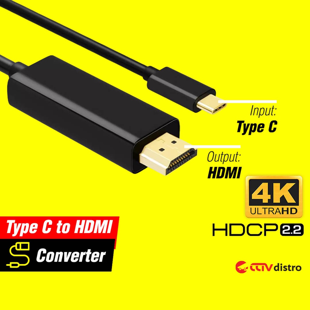 Type C to HDMI 4K Converter / Kabel Konverter Adapter Type C ke HDMI