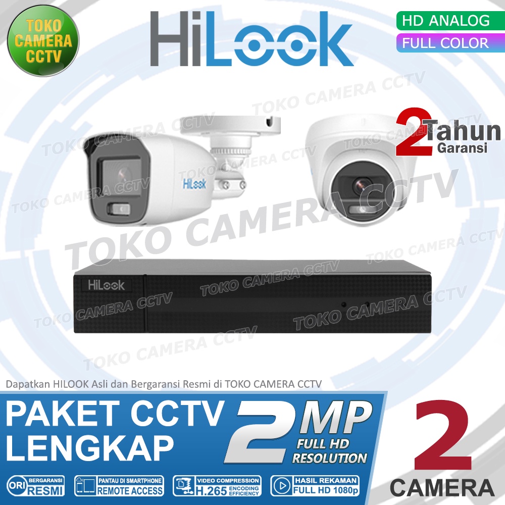 PAKET CCTV HILOOK 2MP COLORVU 4 CHANNEL 2 KAMERA