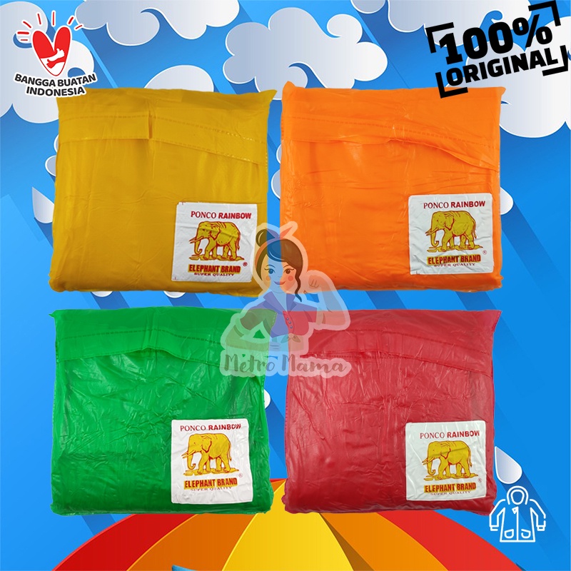 Jas Hujan Ponco Gajah Rainbow ELEPHANT BRAND Produk Original