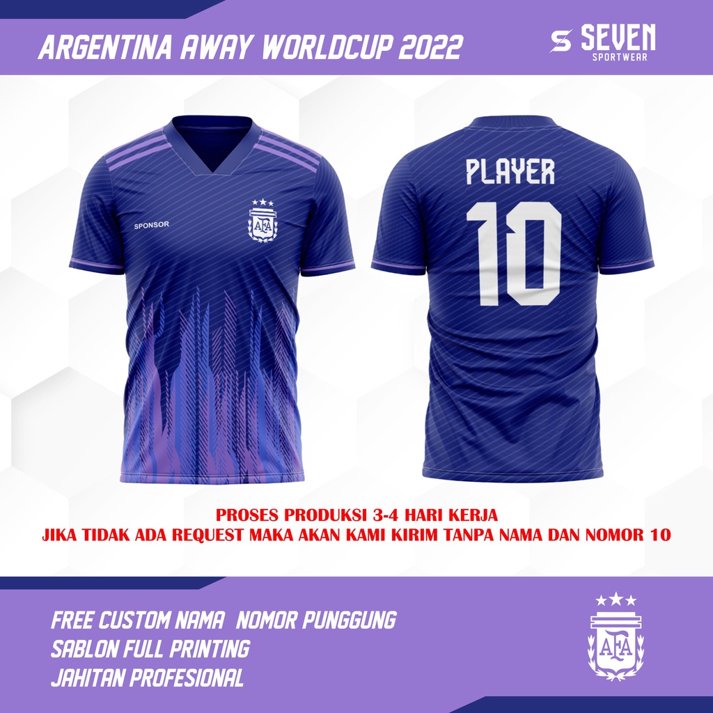 JERSEY FUTSAL ARGENTINA WORLDCUP AWAY 2022 CUSTOM BINTANG 3