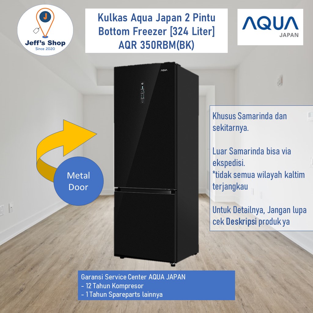 Kulkas Aqua Japan 2 Pintu Bottom Freezer [324 Liter] AQR 350RBM(BK)
