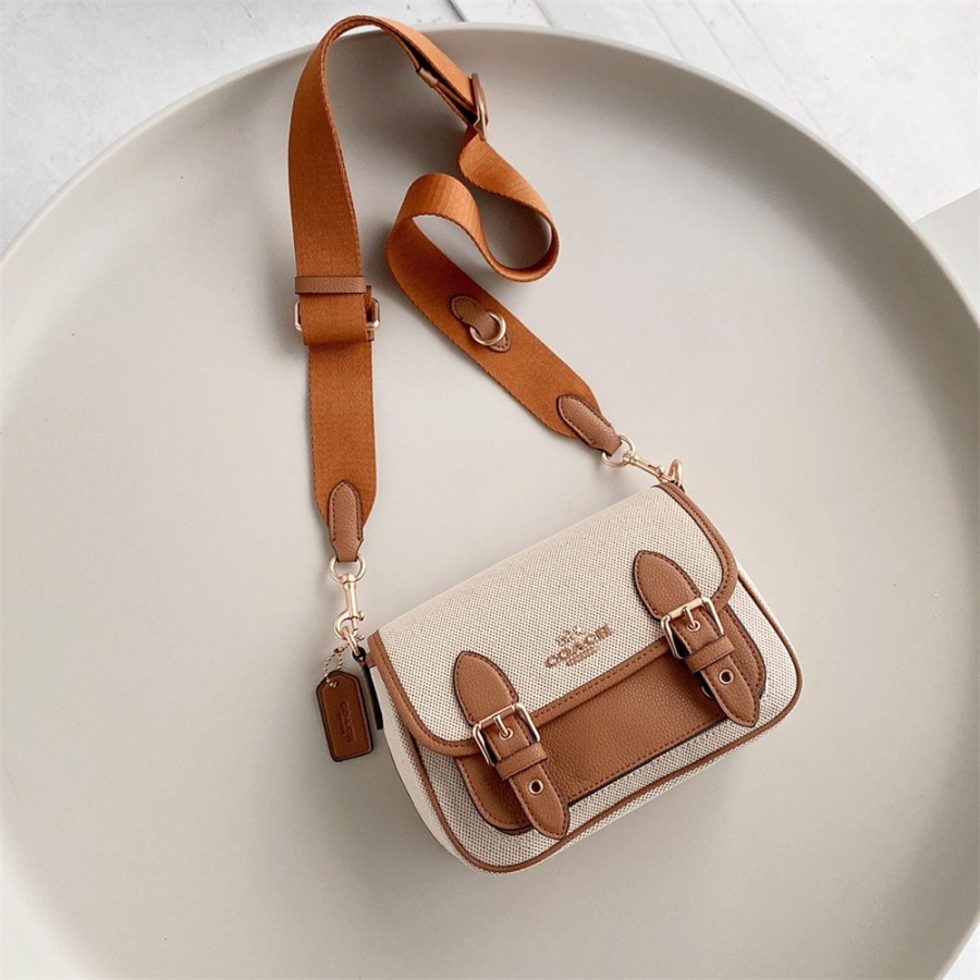 TAS WANITA COACH SELEMPANG WOMEN SLING COLORBLOCK MESSENGER CA622 - 1 BLACK WHITE