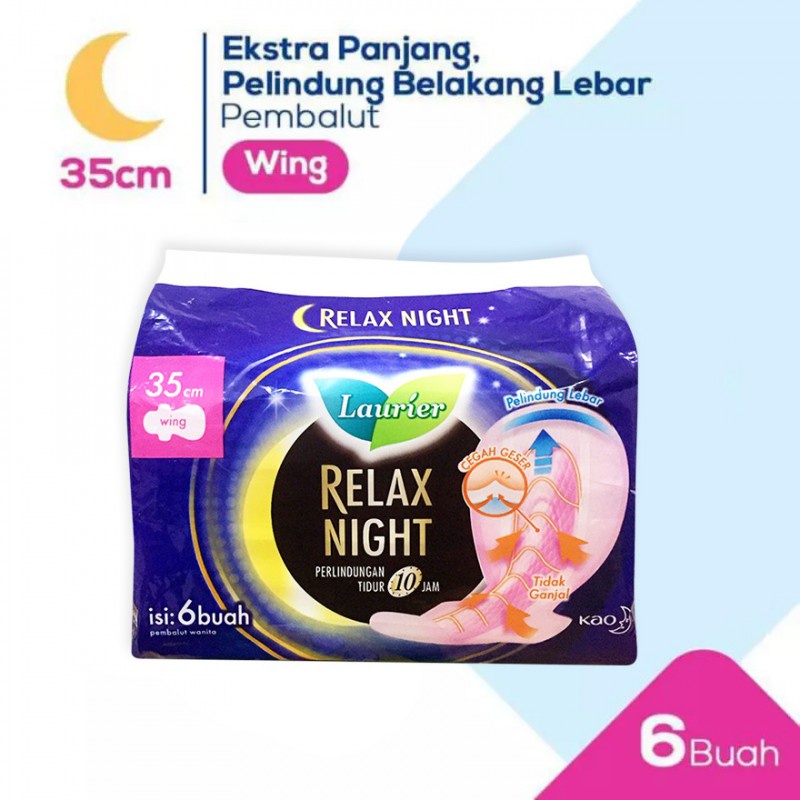 Pembalut Laurier Relax night 35cm wing isi 6