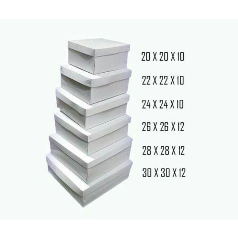 

BOX KUE TART PUTIH 20X20X10/KARDUS KUE TART PUTIH/KOTAK KUE TART PUTIH