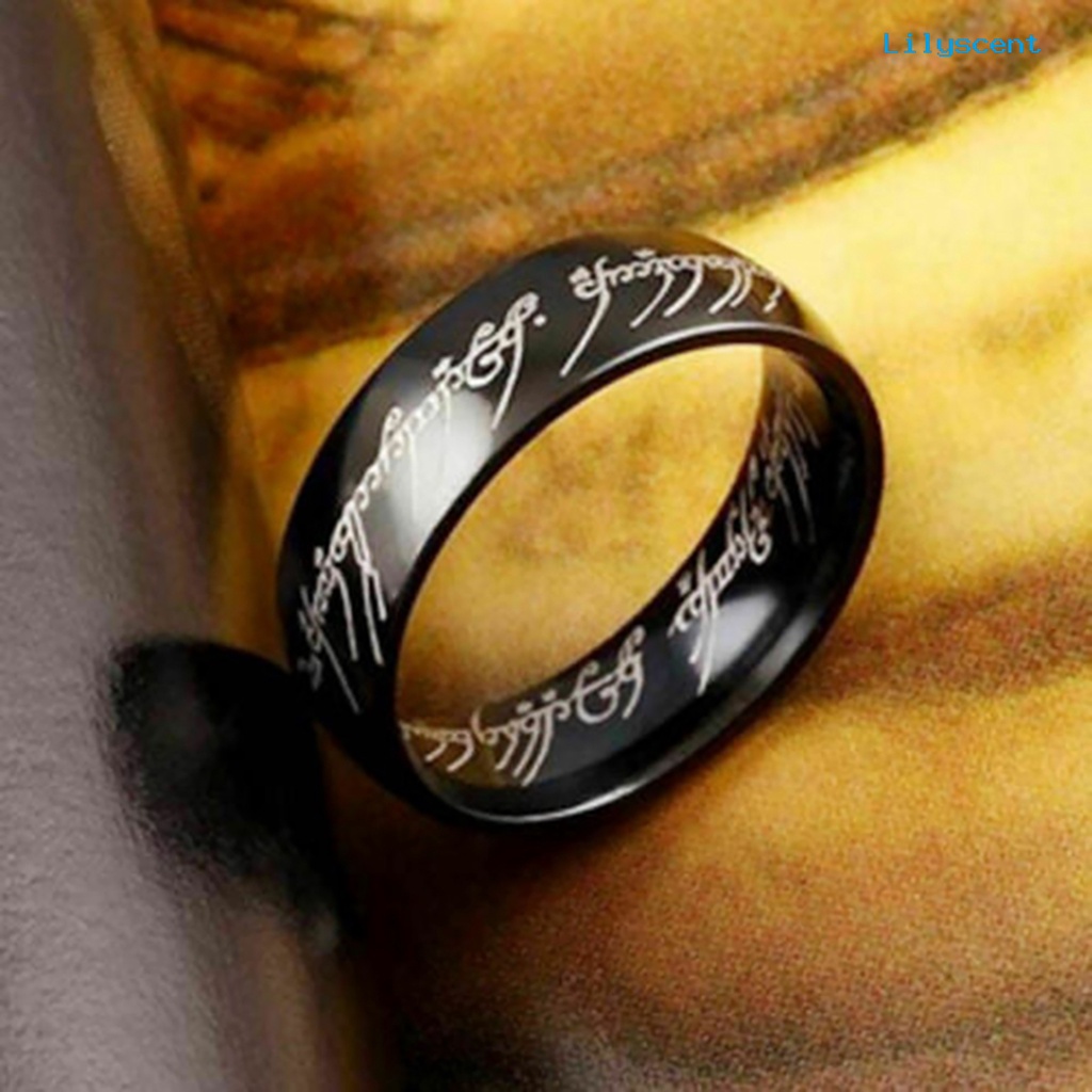 [LS] Cincin Kawin Motif Huruf Hias Bahan Titanium Steel Pria Dan Wanita Band Finger Ring Untuk Pesta