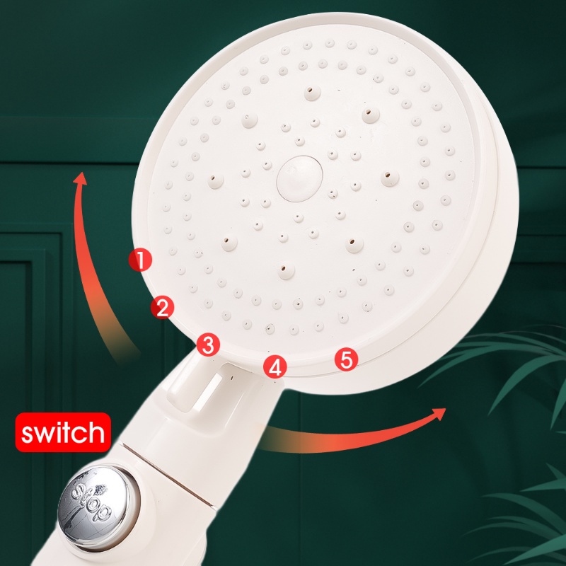 5mode Kepala Shower Adjustable Tekanan Tinggi One-key Stop Sprinkler Hemat Air Untuk Aksesoris Kamar Mandi