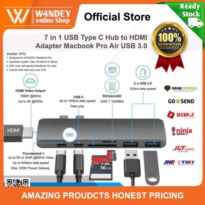 Extension 7 In 1 Usb Type C Hub To Hdmi Adapter Macbook Pro Air M1 M2