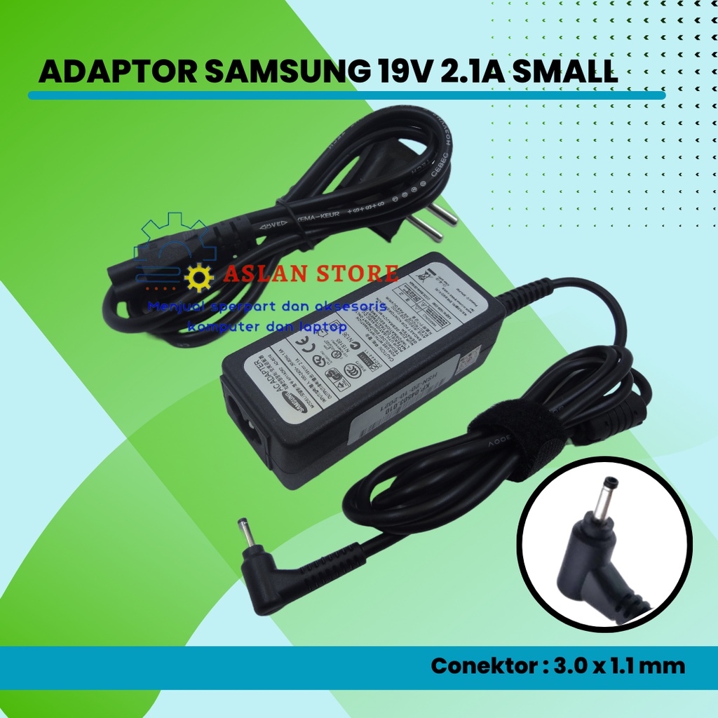 19V 2.1A 40W 3.0*1.0Mm AC Adapter Charger Daya untuk Samsung NP305U1A NP530U3B NP535U3C NP535U4C NP900X3A X1A Charger Laptop Samsung 19V 2.1A 3.0 x 1.0 Mini Original
