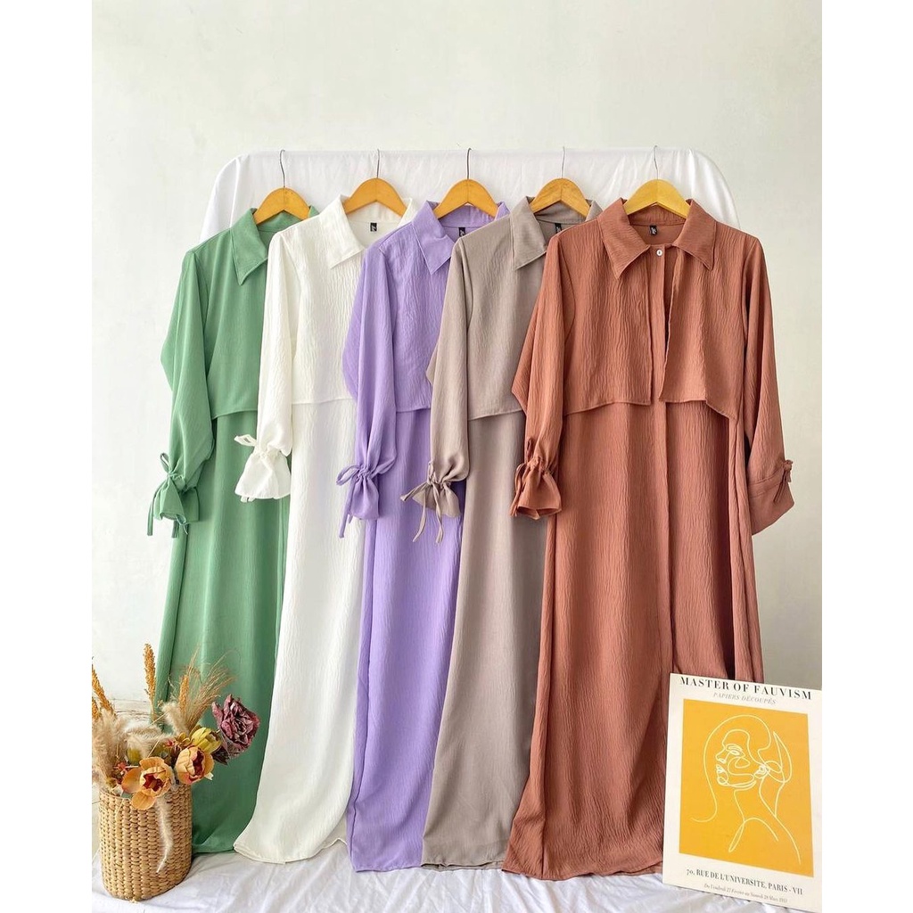 DRESS WANITA MOANA DRESS GAMIS MURAH ELEGAN CRINKLE AIRFLOW PREMIUM