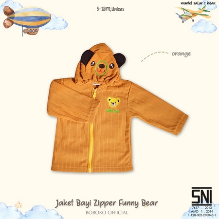 Boboko Jaket Bayi Funny Salur Bear 0-6 bulan