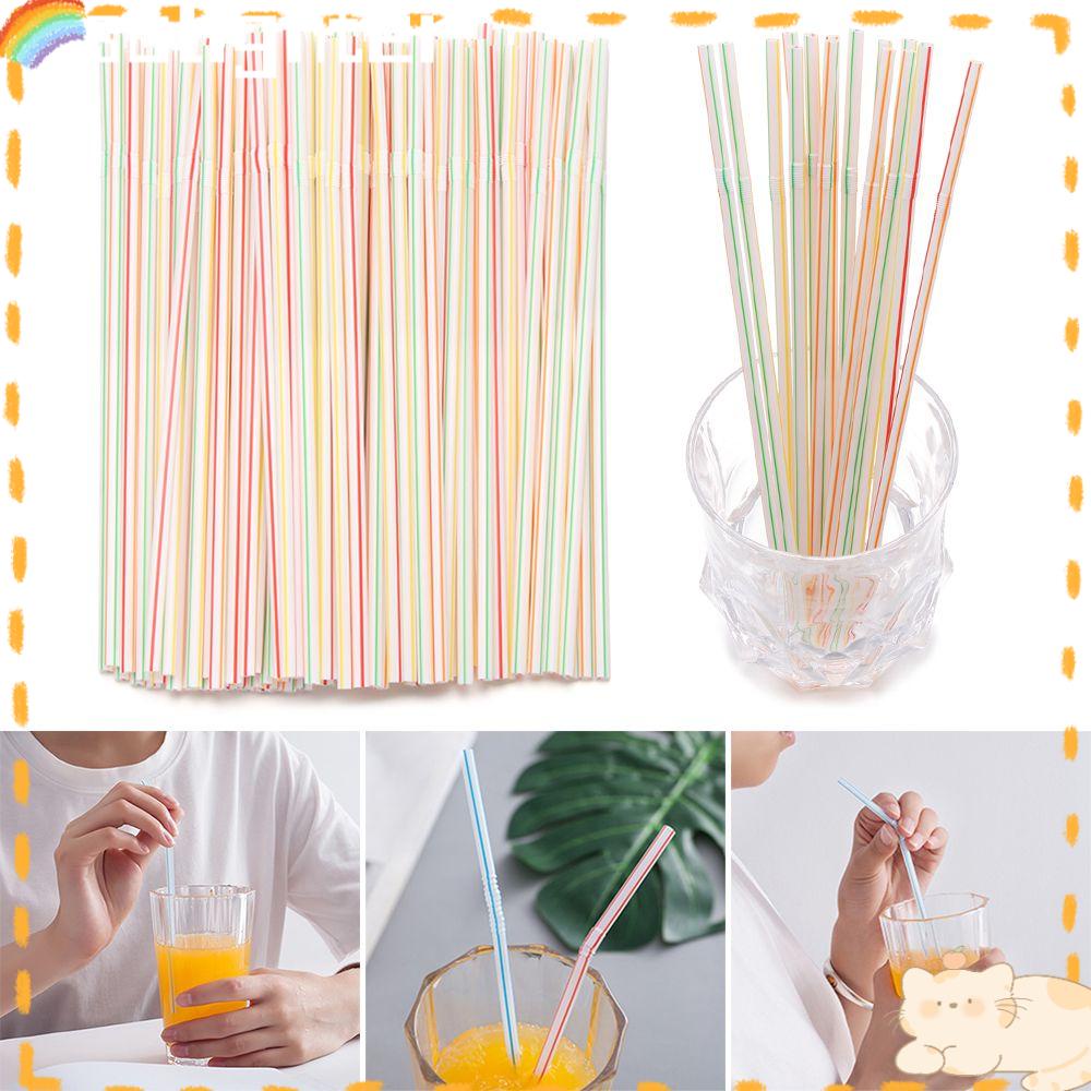 Solighter 100 /300/500pcs Sedotan Minum Ulang Tahun Disposable Wedding Cocktail Perlengkapan Dapur