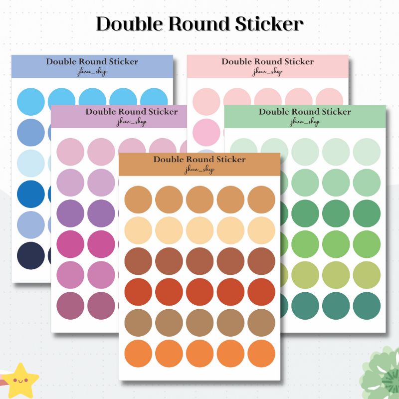 

Double Round Sticker / Stiker Bulat 2 Macam / Stiker Bulat / Stiker Dot / Stiker Lucu