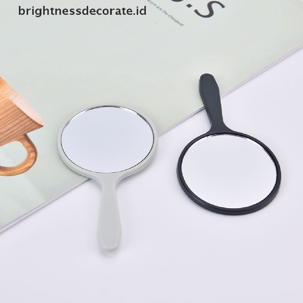 [Birth] Cermin Rias Genggam Bulat Vanity Mirror Dengan Handle Hand Mirror Kosmetik [ID]