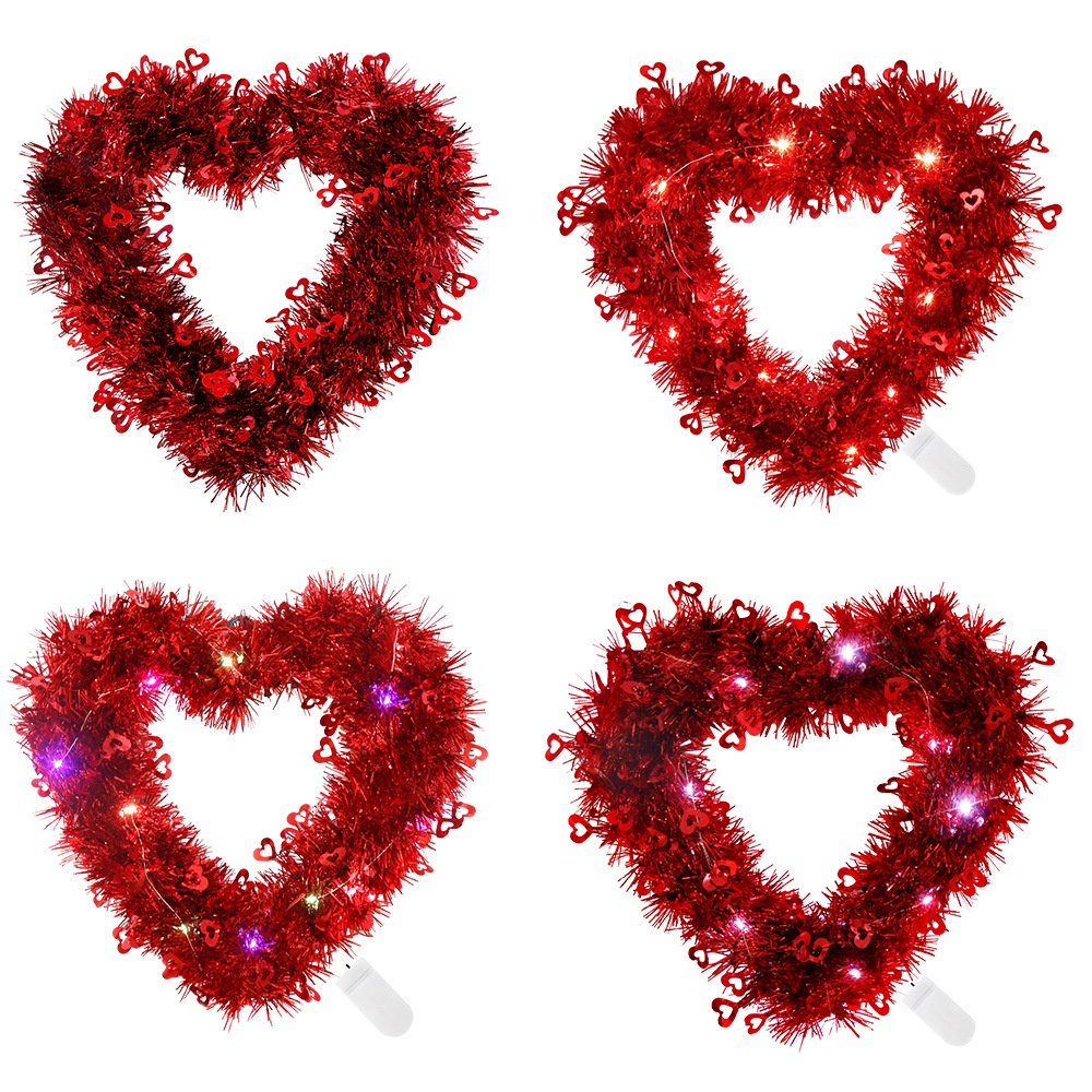 Produk Hias Hari Valentine/New Valentine Day Red Love Pendant Garland with Lamp/LED Sequin Peach Door Pendant/Alat Peraga Rangkaian Suasana Wedding &amp; Memorial Day