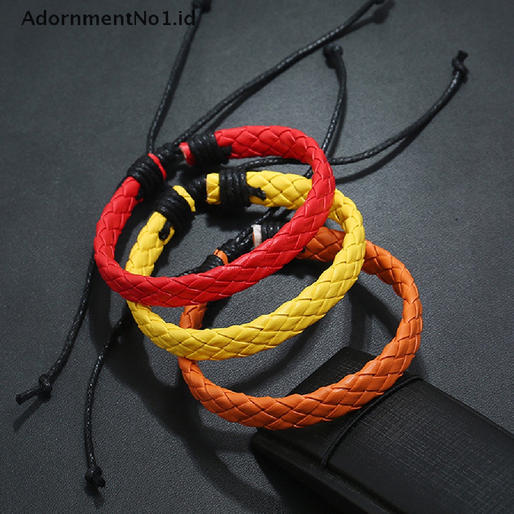 [AdornmentNo1] Braided Bracelet Gelang Kulit Warna-Warni Pria Wanita Hadiah Teman Mahasiswa [ID]