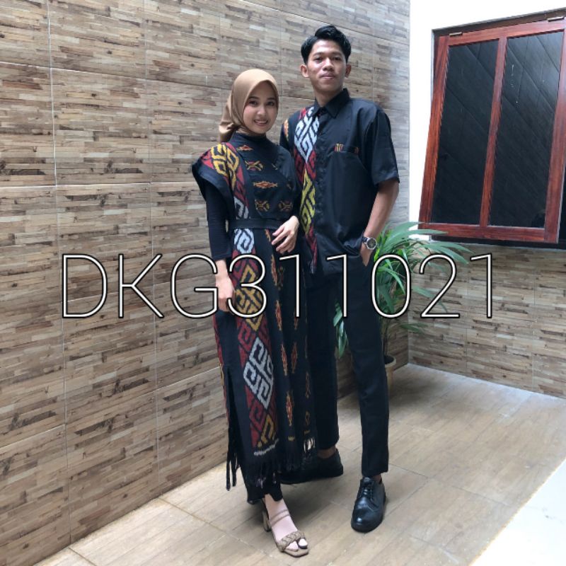 [Ready Stock] Set Couple Ethnic, Busana Tenun, Dress Tenun Troso, Baju Kondangan, Baju Prewed, Kemeja Tenun