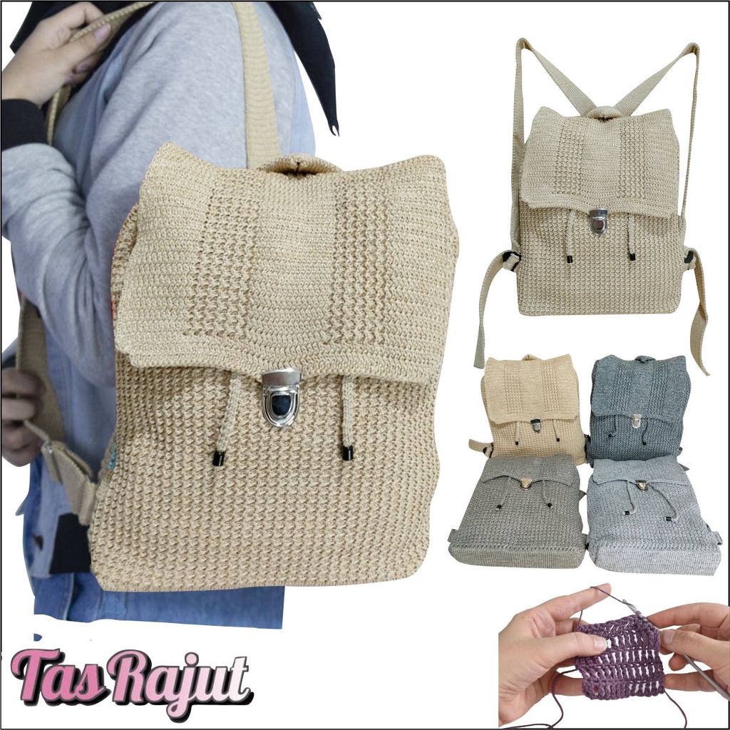 Tas Ransel Rajut PEGE Dortia Untuk Wanita Model kasual - PG 8954