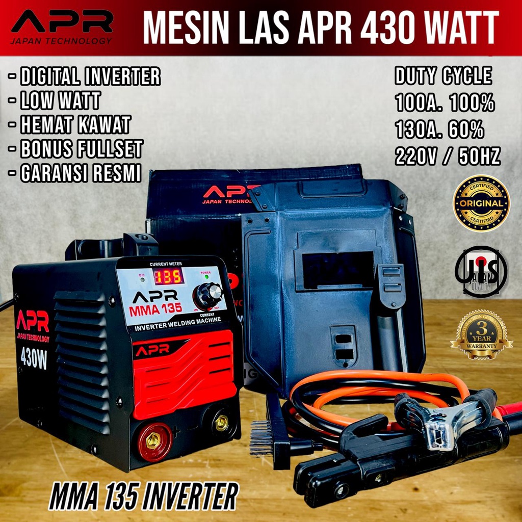 COD Mesin las APR JAPAN 430WATT MMA135 INVERTER digital lebih bagus dari lakoni