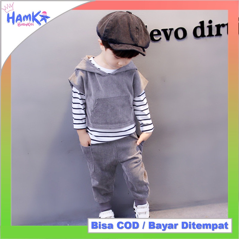 Setelan Baju Rompi Anak Laki Laki Import Velevo 3 in 1 Set Bayi 6 12 Bulan Anak 1 2 Tahun 2 3 Tahun Keren Kekinian Korean Style