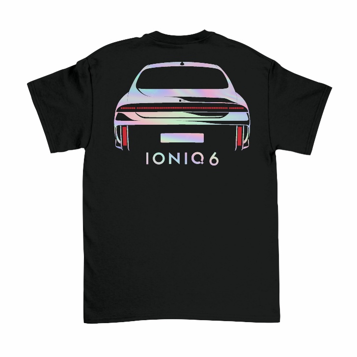 SAKAZUKI Kaos Baju T Shirt Distro Anak Gambar Mobil HYUNDAI IONIQ 6 Siluet Rear Otomotif