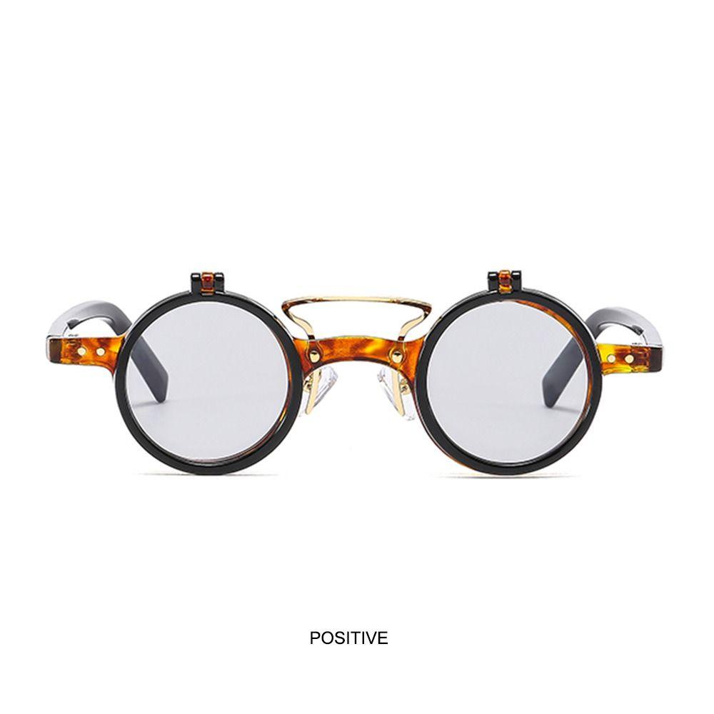 TOP Kacamata Steampunk Flip-Up UV400 Retro Paku Keling Vintage Punk Eyeglasses