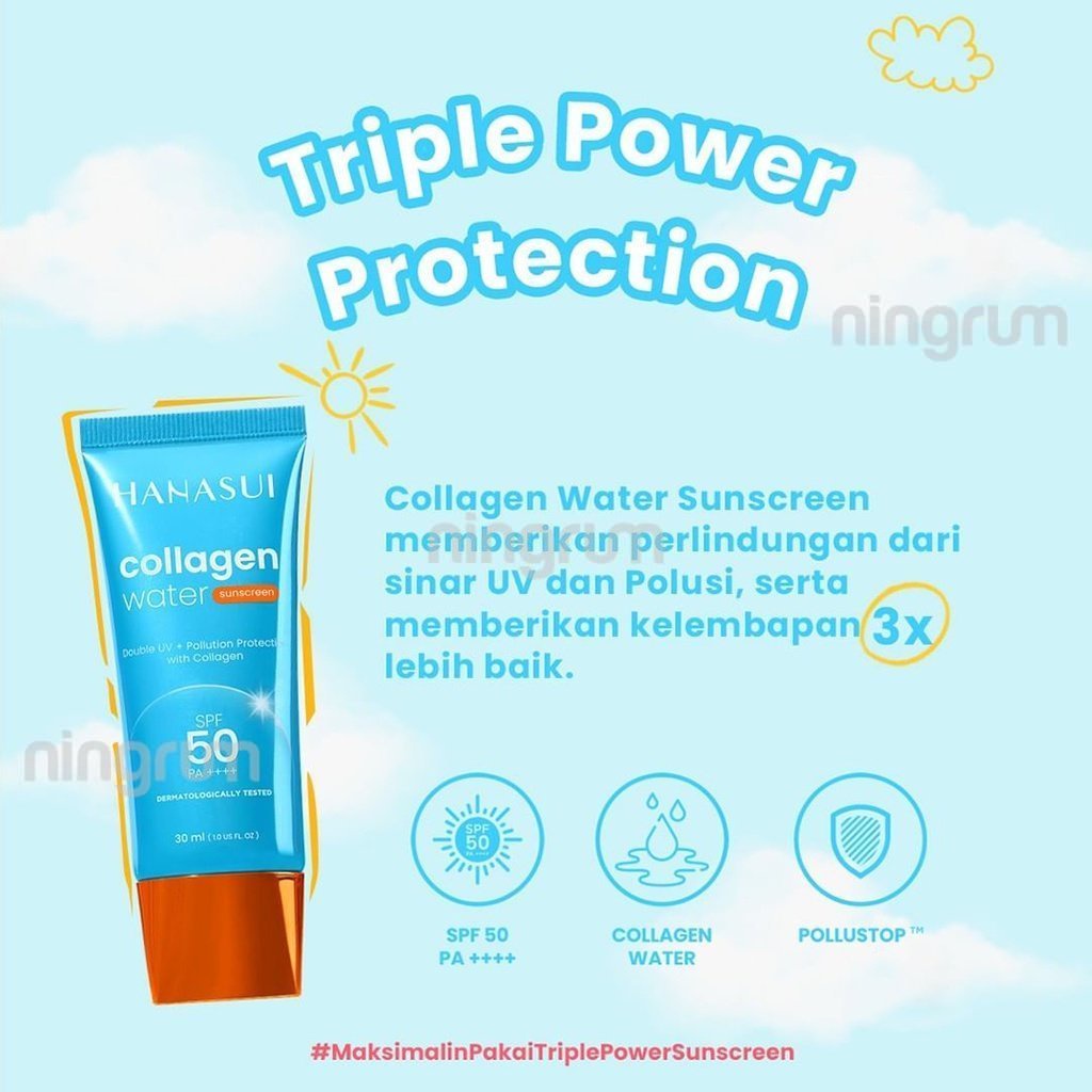 Ningrum - Hanasui Collagen Water Sunscreen SPF 50 PA++++ &amp; Collagen Water Sunscreen SPF 30 | BPOM 100% Original | Sunscreen Wajah Sunblok 30ml - 5008