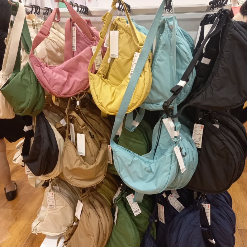 UNIQLO ORIGINAL BARU NEW TAS TOTE BAG CANVAS KANVAS SALE MUSTARD NAVY ORANGE MINI ROUND BAG