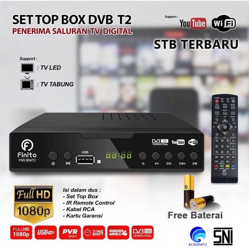 PROMO Set Top Box Digital Finito Plat Besi Anti Panas, Bisa Youtube Sudah Bersertifikat KOMINFO Dan Sudah SNI, Gambar FULL HD PROMO