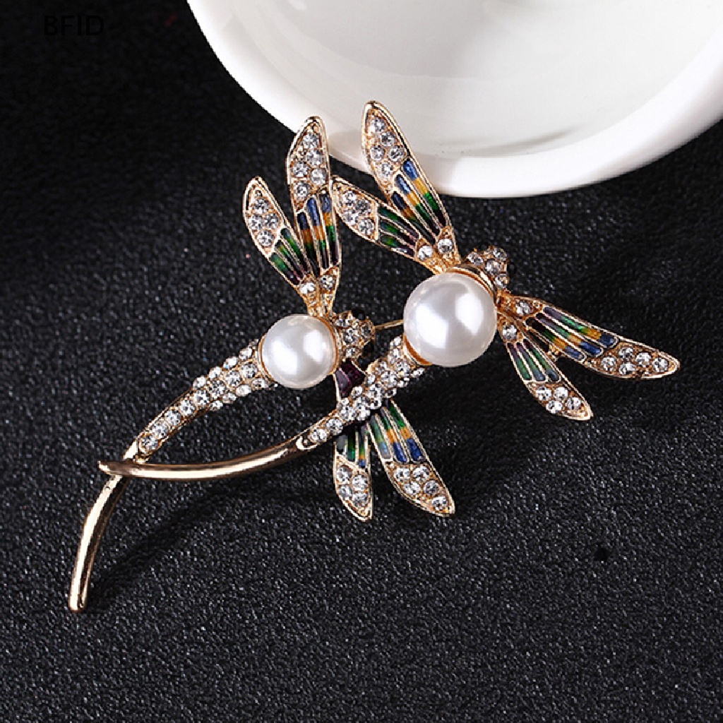 [BFID] Fashion Wanita Kristal Mutiara Hewan Capung enamel Bros pin custome Perhiasan [ID]