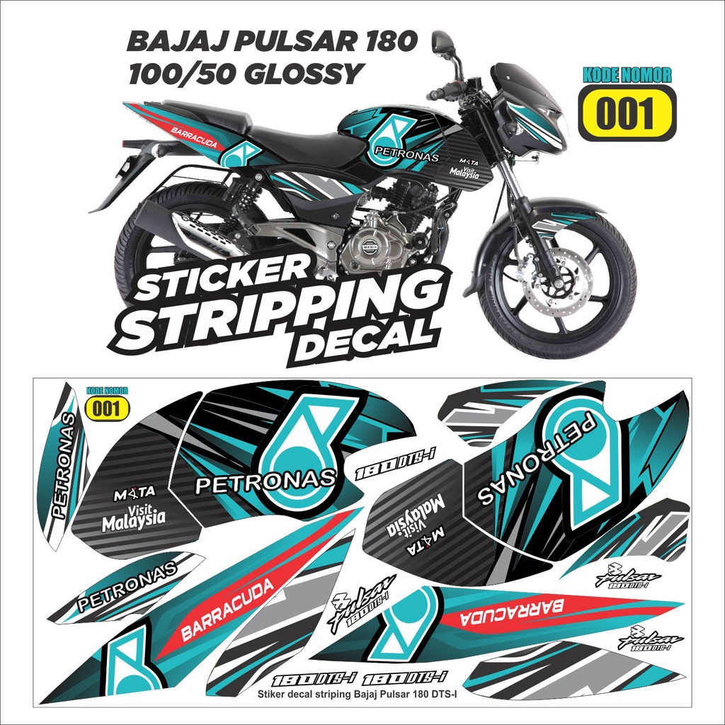 Stiker Striping Decal Bajaj Pulsar 180 DTS-I 2010-2014 Variasi Petronas DF01