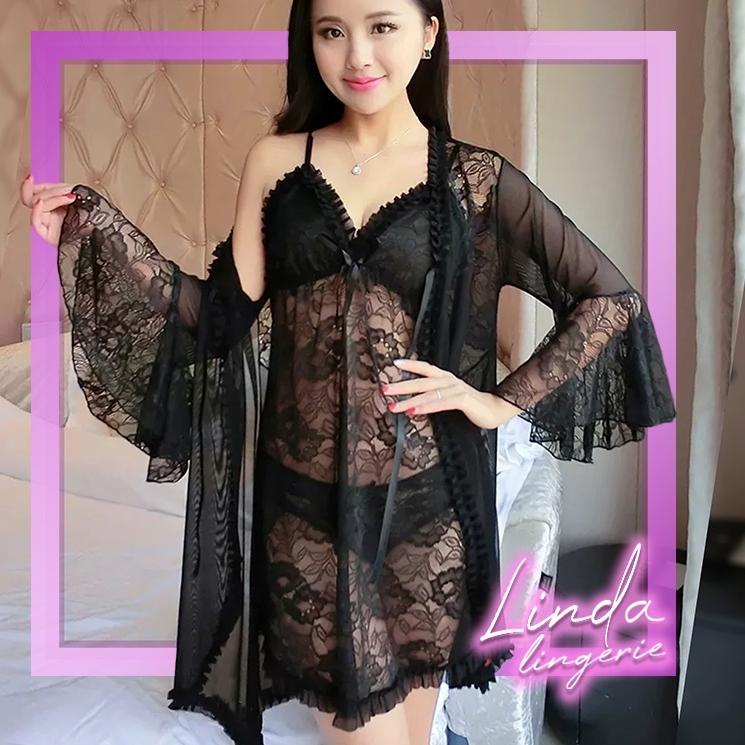 LindaGalz Lingerie Sexy Hot Baju Tidur Sexy Lingerie Big Size Kimono Lingerie Riana 1116 ‑ MIS.12Ja2