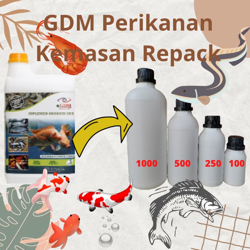 1L SUPLEMEN ORGANIK GDM PERIKANAN REPACK / SUPLEMEN UNTUK BANDENG LELE PATIN GURAMI NILA MAS KOI ARW