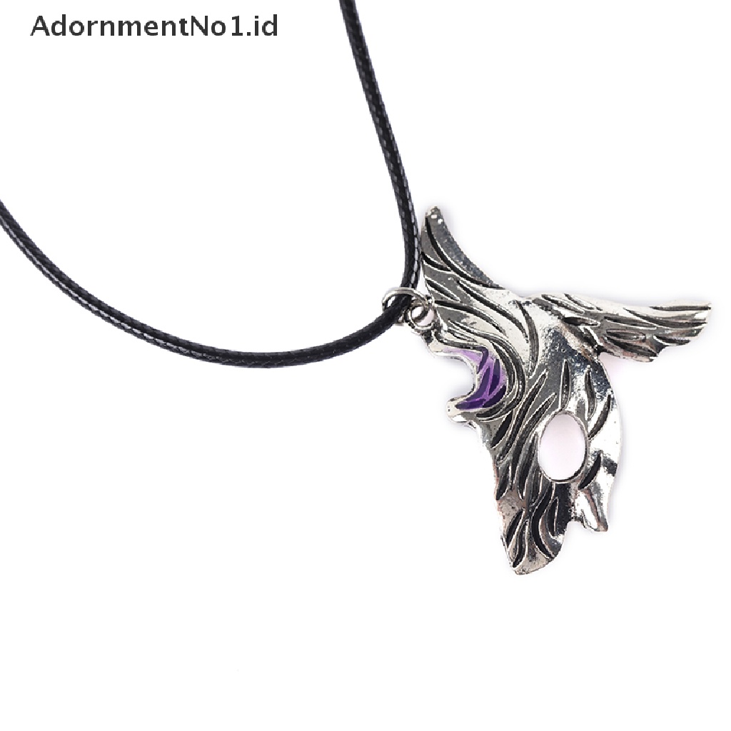 [AdornmentNo1] 1pasang League Of Legends Gaya Domba Dan Serigala Liontin Kalung Misterius Splicing Liontin Perhiasan Asimetris Domba Serigala Liontin Pribadi Topeng Hewan Dua Warna Ne