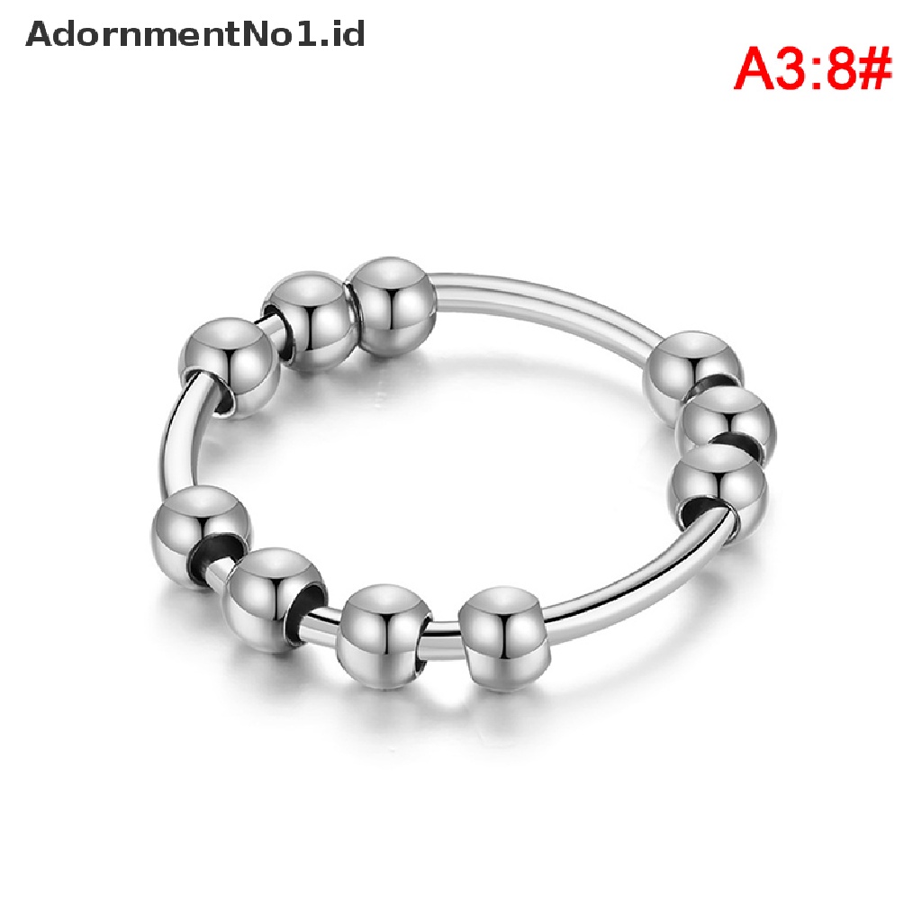 [AdornmentNo1] New Stainless Steel Beads Anxiety Rings Stress Relief Fidget Rings Untuk Wanita Pria INS Gaya Sederhana Fashion Perhiasan Hadiah Tren [ID]