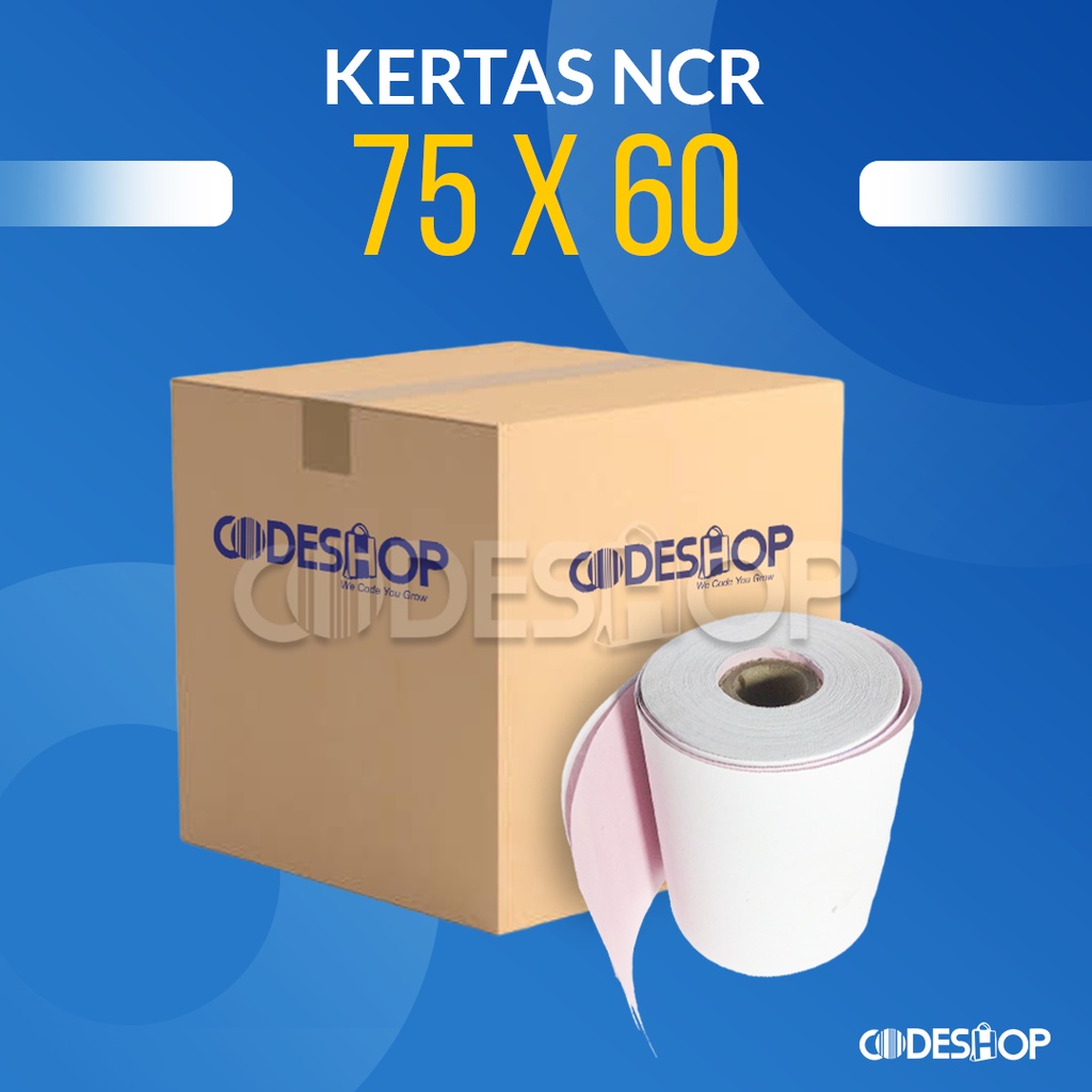 Kertas Kasir HVS NCR Ukuran 75 x 60 mm 2 Ply Isi 100 Roll - 1 DUS