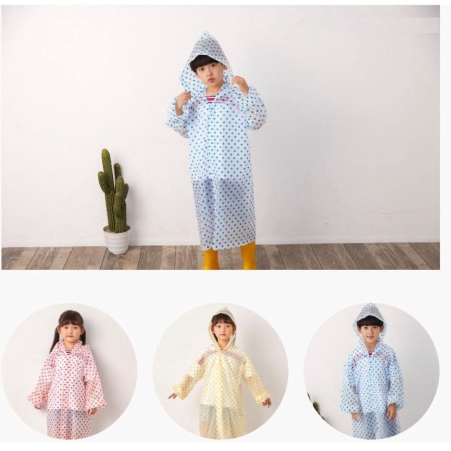 Jas Hujan Terusan Anak Eva Polkadot Model Korea kid poncho ponco kids unisex cakep