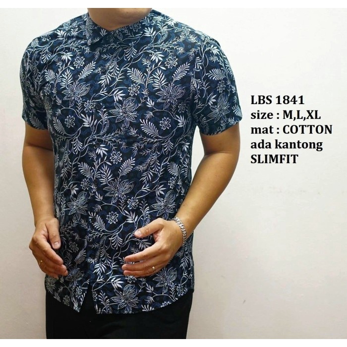 Baju Batik Pria Slimfit Kemeja Lengan Pendek Slim Fit LBS 1841