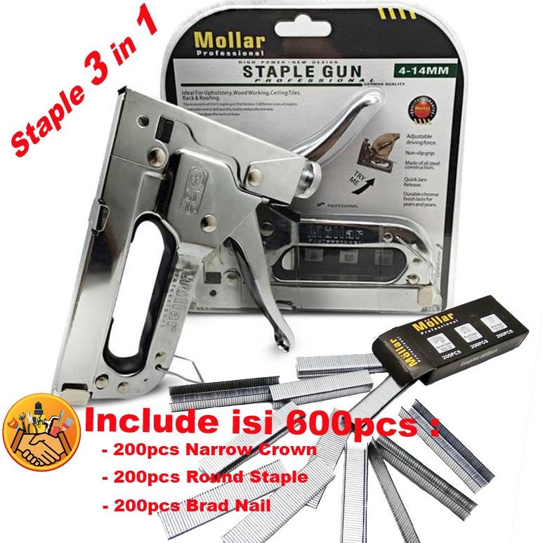 

Dijual Murah!! Staple Gun Tembak Tacker Staples Stepler Hekter mollar 3in1 jok kulit kardus bctni