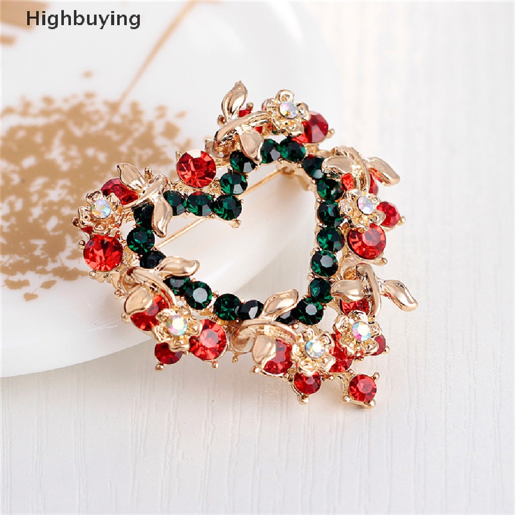 Hbid Fashion Unisex Hati Garland Berlian Imitasi Snowman Natal Bros Pin Hadiah Xmas Glory